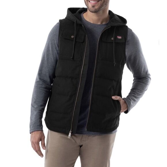 Wrangler Workwear Men's Durable Quilted Lined Hooded Duck Work Vest Size Large - Picture 1 of 8